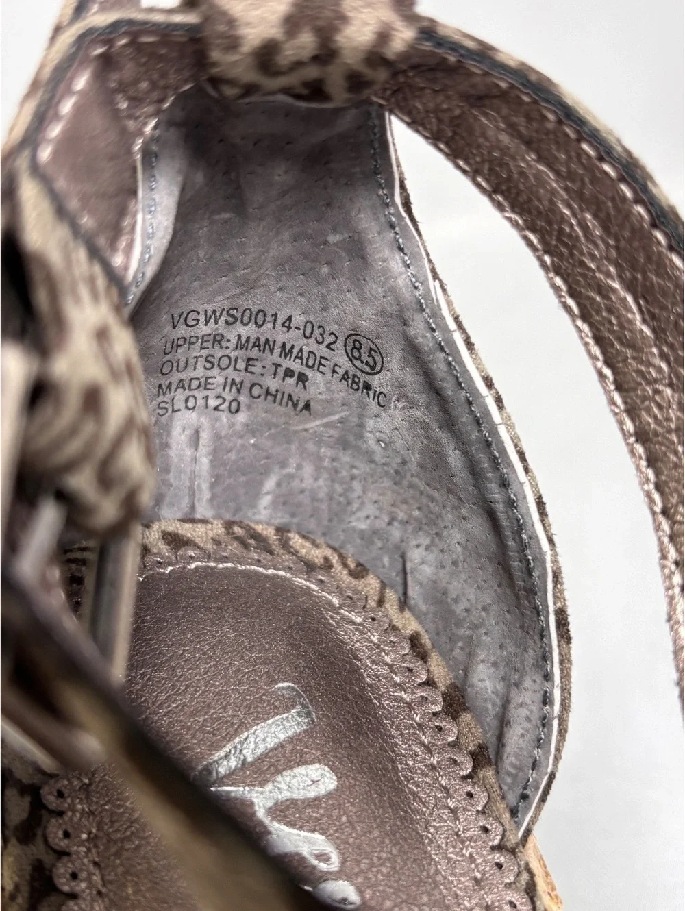 Very G Gray Leopard Print Wedge Sandals with Jute Wrapped Heel
